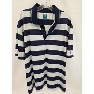 Pro Tour Coolplay Mens XL Golf Polo Shirt Navy Blue White Striped Short Sleeve